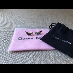 King Baby Studio sterling winged heart earrings